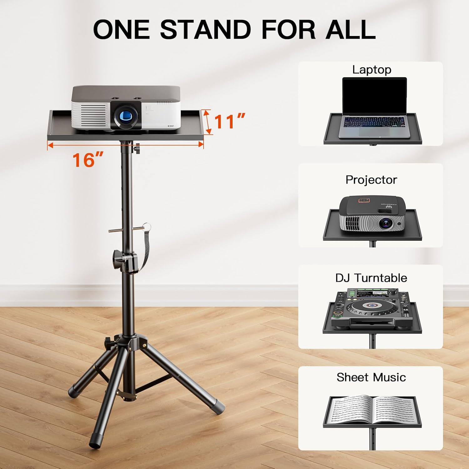 AMADA Projector Stand, Laptop Stand with Adjustable Height 22 to 36 inch, Heavy Duty Projector Mount as DJ Racks, Portable Projector Tripod Stand, Tall Floor Stand for Office, Home, Stage or Studio For Sale Trinidad - Image 6