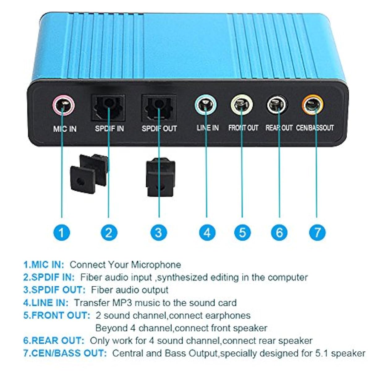 USB 2.0 External 5.1 Sound Card - Ports