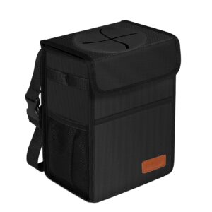 Femuar Leak Proof Car Trash Can with Lid - Waterproof Automotive Garbage Bin for SUVs, Collapsible and Portable Car Trash Bag, Black For Sale Trinidad