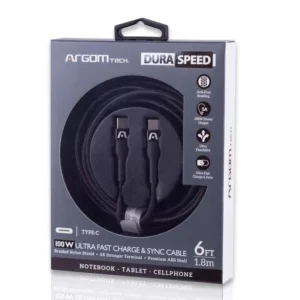 Argom Tech Type-C To Type-C Premium 100W Nylon Braided Cable 6ft/1.8m For Sale Trinidad