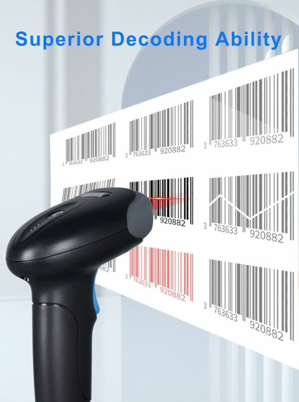 QR Barcode Scanner Wireless, Handheld Cordless Bar Codes Reader with ...