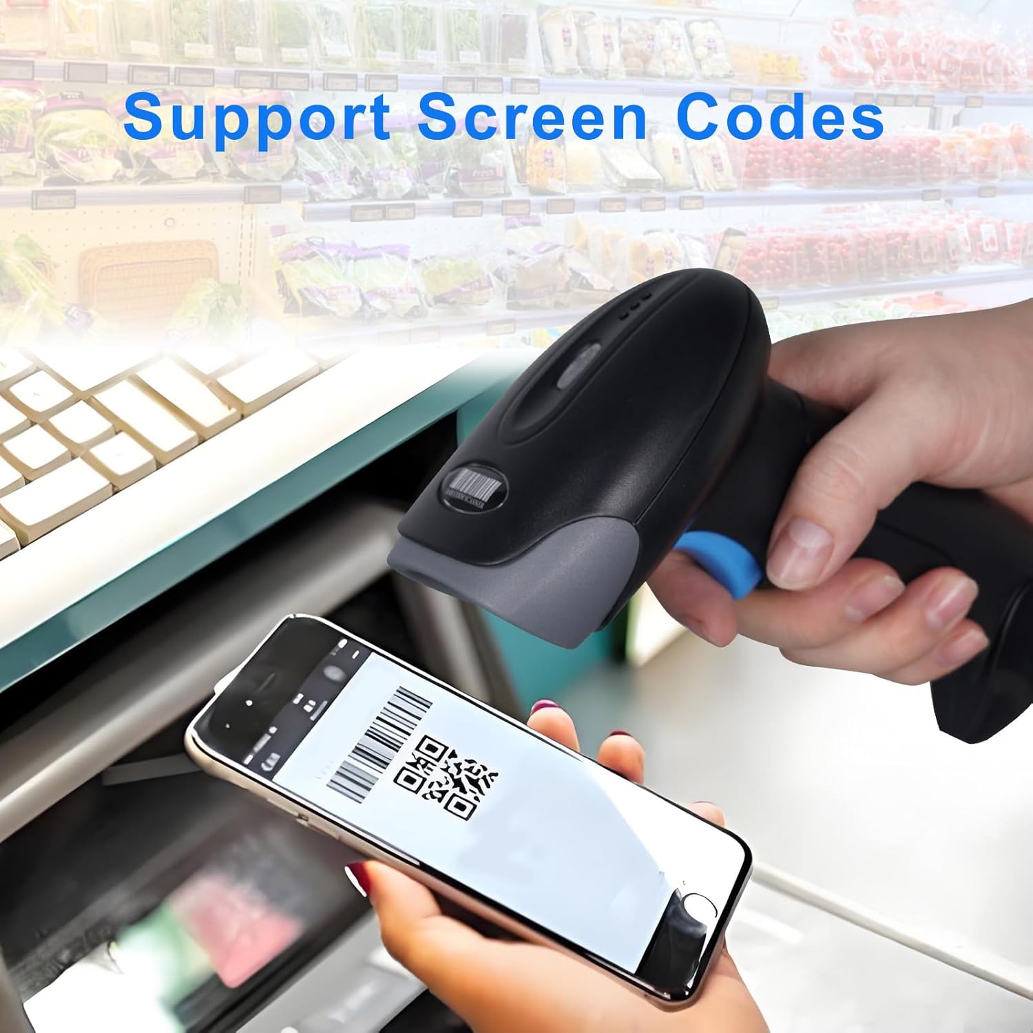 QR Barcode Scanner Wireless, Handheld Cordless Bar Codes Reader with 2000mAh Battery For Sale Trinidad - Image 4