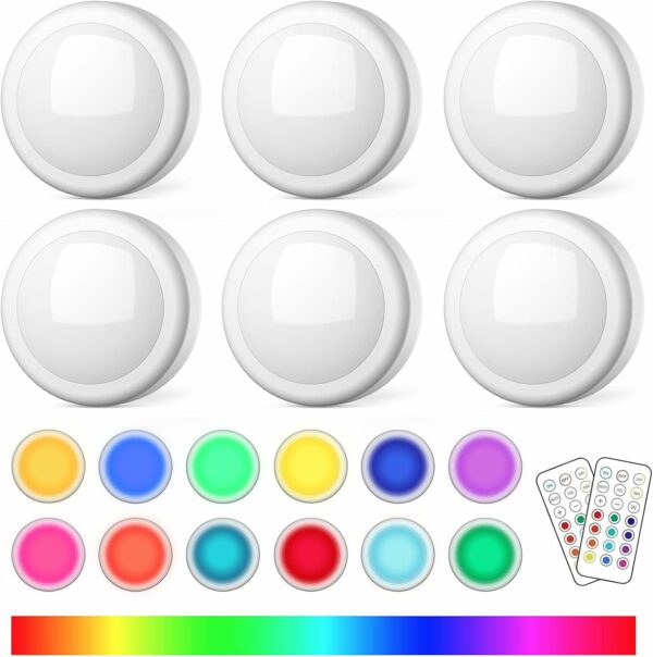 Puck Lights with Remote Control, Battery Operated LED Push Light ...