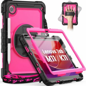 Lenovo Tab M11 (TB330FU/TB330XU) 11 Inch Tablet Case with Pen Holder/Stylus Holder/Screen Protector/360° Hand Strap, for Tab K11 LTE 2024/ Lenovo Xiaoxin Pad 2024