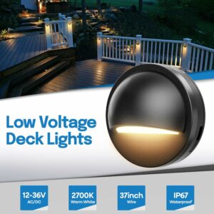 Pack Low Voltage Deck Lights 2.5W Landscape Step Stair Railing Light IP67 Waterproof for Outdoor Accent Lighting Garden Fence 2700K 12-36V AC/DC UL-Listed Trinidad