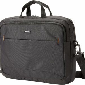 Amazon Basics Laptop Shoulder Bag with Compartments, 17.3-inch, Black, Large Capacity Trinidad