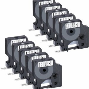 DYMO D1 Compatible Label Maker Tape 45013 Black on White 10-Pack
