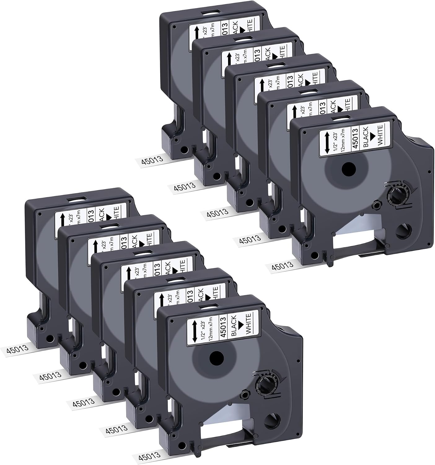 DYMO D1 Compatible Label Maker Tape 45013 Black on White 10-Pack